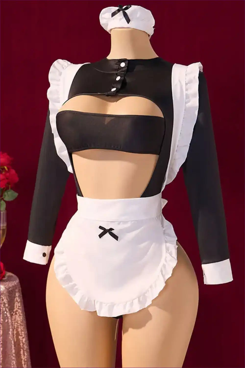 Classic Maid Uniform Lingerie Set with Bow Apron & Headband for Costume, just In, Loungewear, Maid, Roleplay