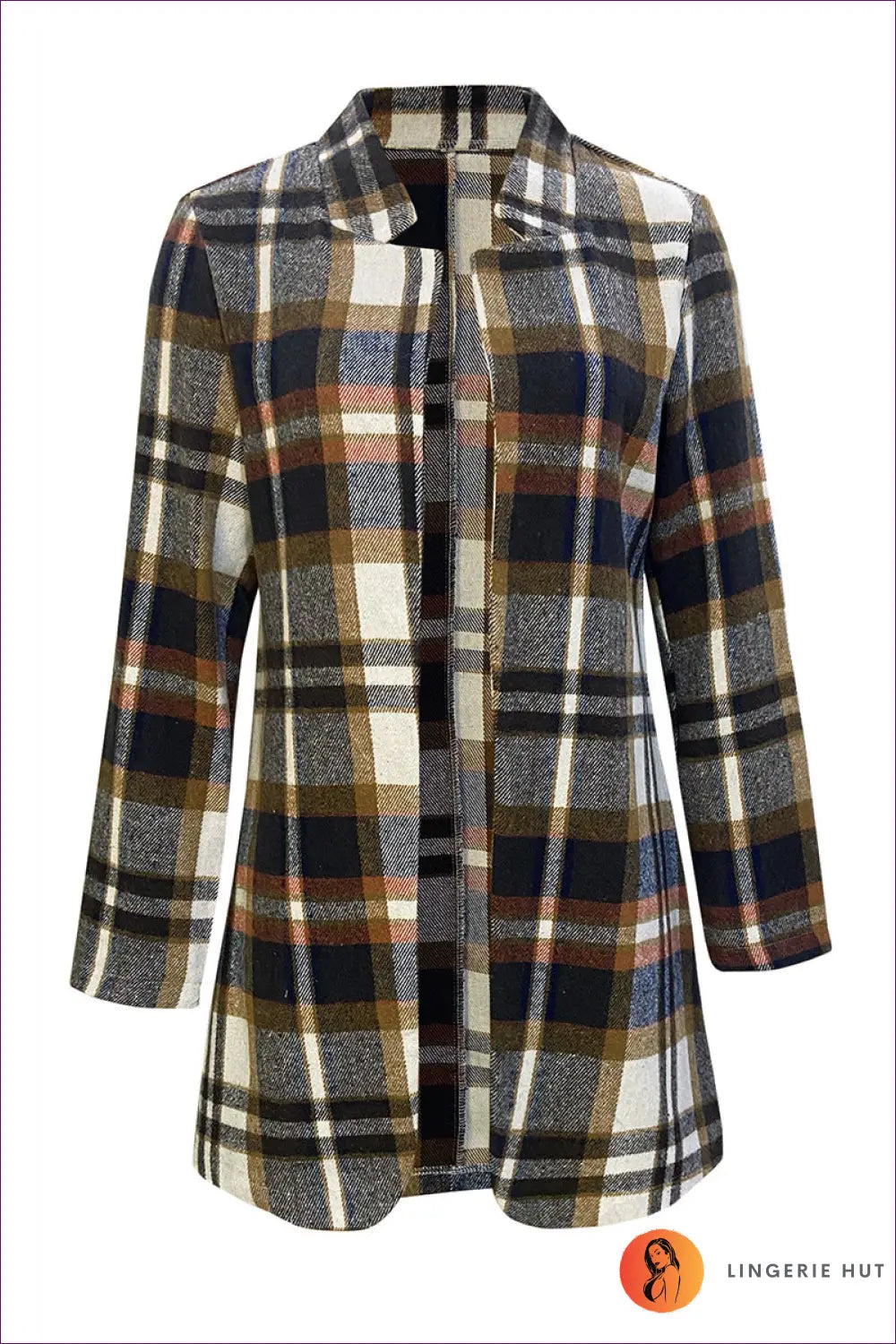 Classic Plaid Longline Blazer - Timeless Autumn Style for Autumn, Casual, Everyday, Glamour, Jackets