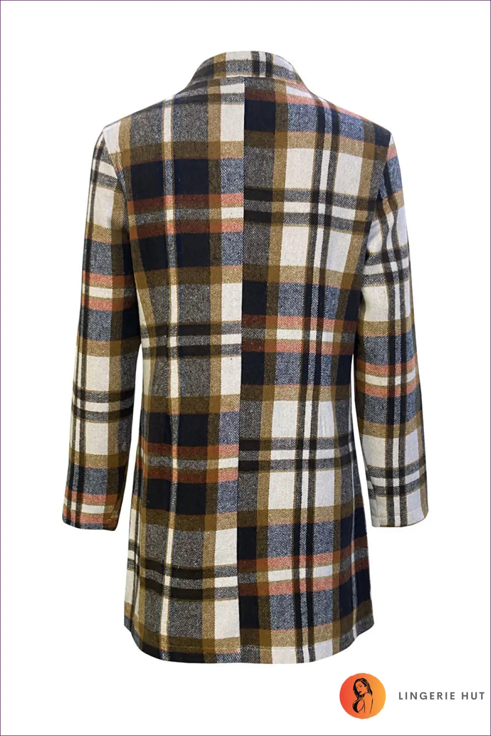 Classic Plaid Longline Blazer - Timeless Autumn Style for Autumn, Casual, Everyday, Glamour, Jackets