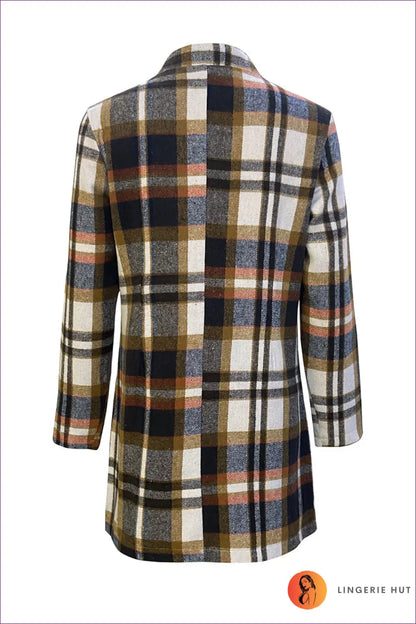 Classic Plaid Longline Blazer - Timeless Autumn Style for Autumn, Casual, Everyday, Glamour, Jackets