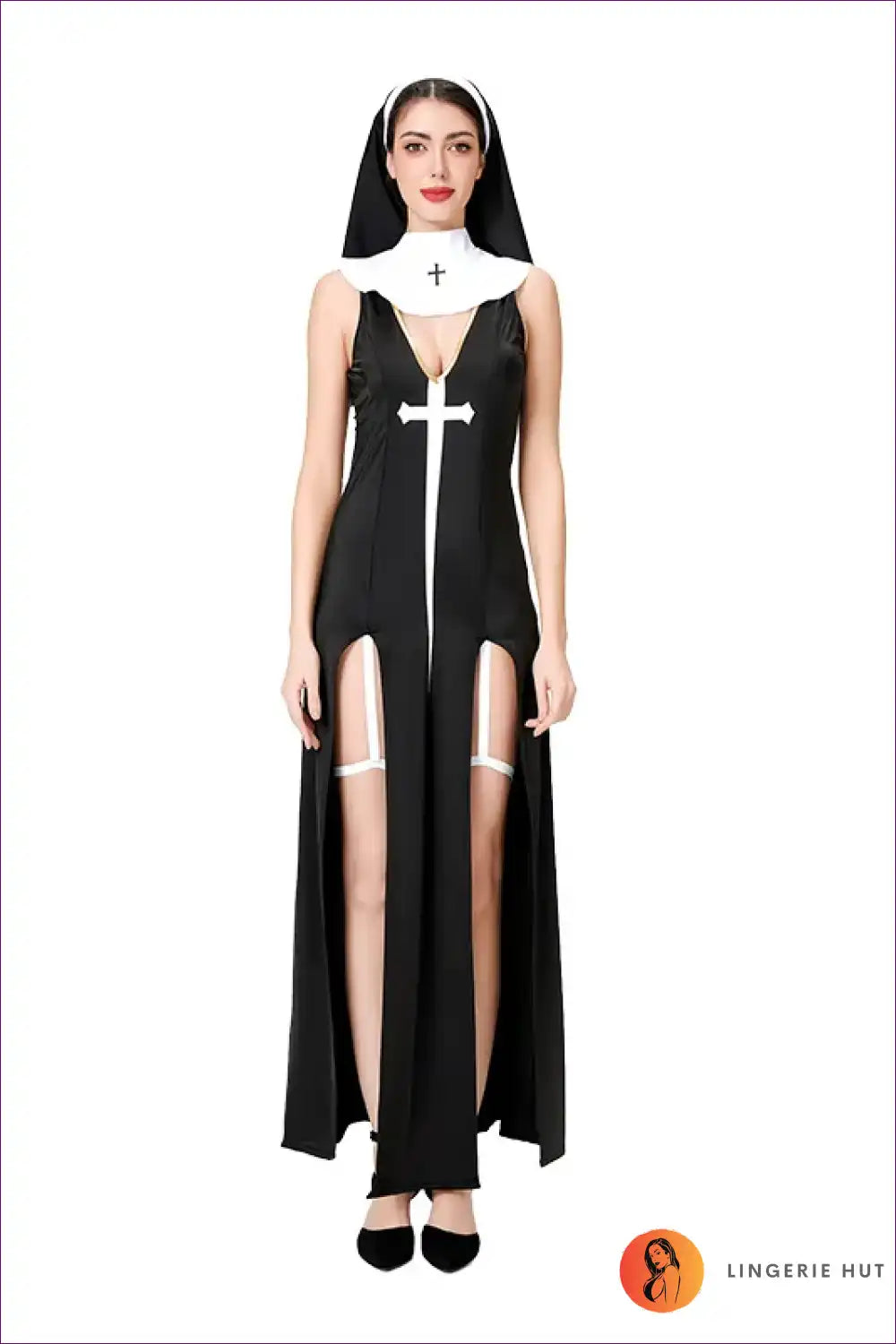 Classic Polyester Nun Dress Costume with Accessories - Carnival Ready for Costume, Halloween, just In,