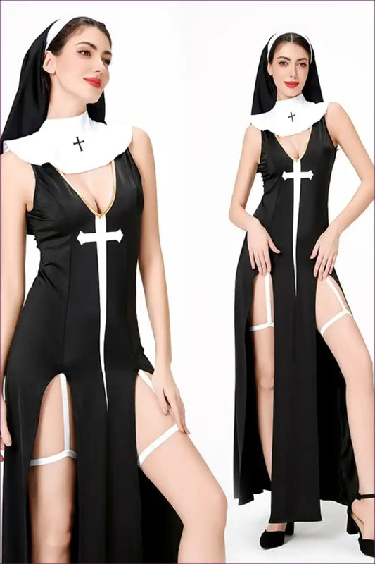 Classic Polyester Nun Dress Costume with Accessories - Carnival Ready for Costume, Halloween, just In,