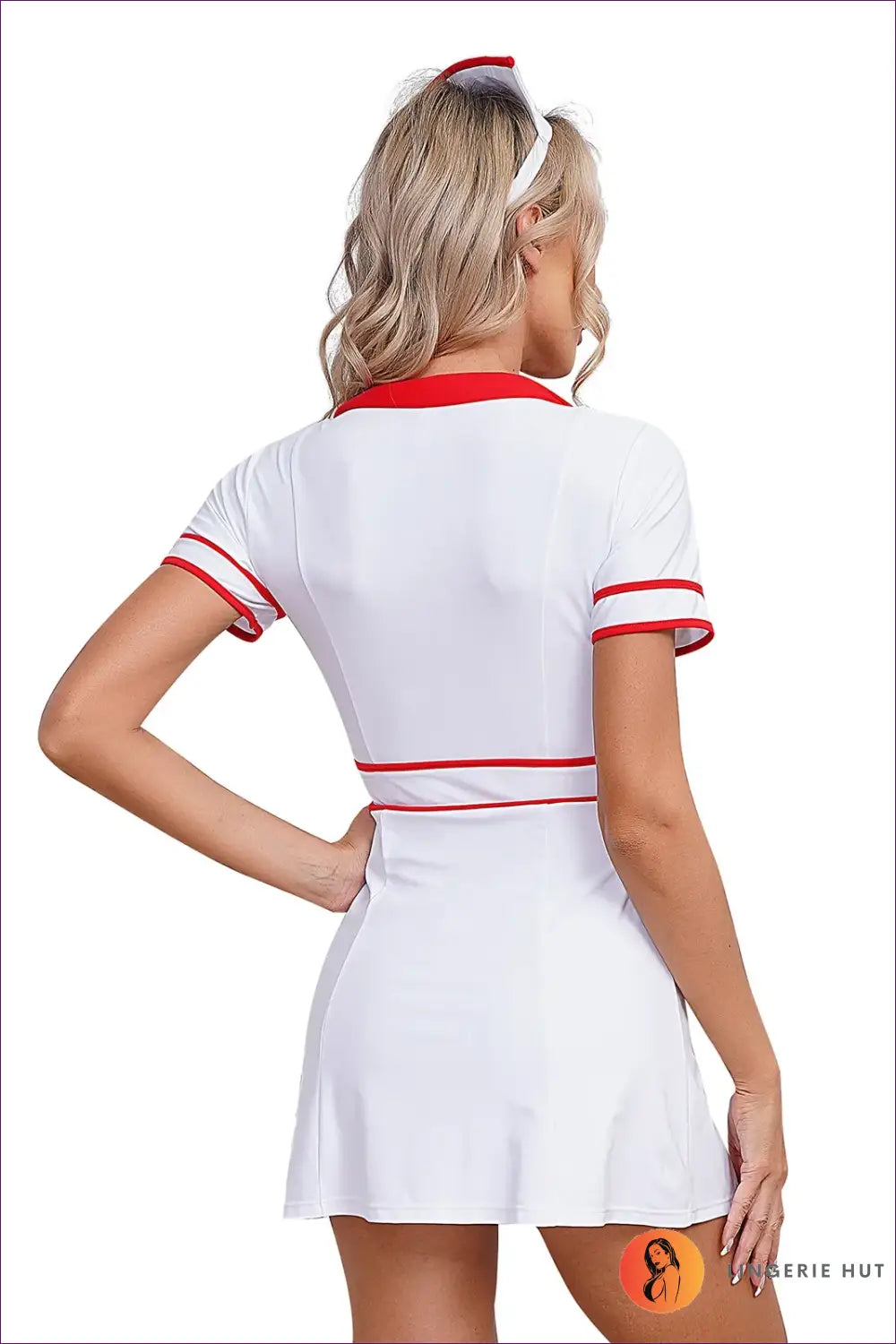 Classic Zip-up Nurse Costume - Sexy Medical Role Play for Costume, Night In, Nurse, Theme Parties