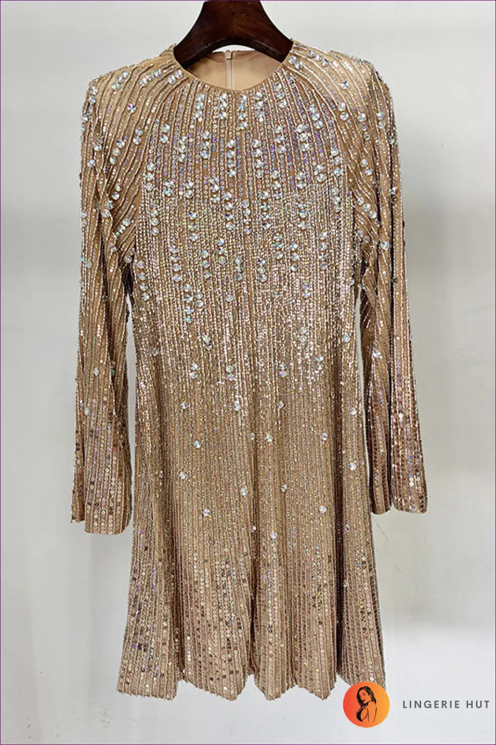 Sequin Embellished Cocktail Dress - the one They’ll Ask About - s / Apricot - Dresses - Lingerie Hut - All Season