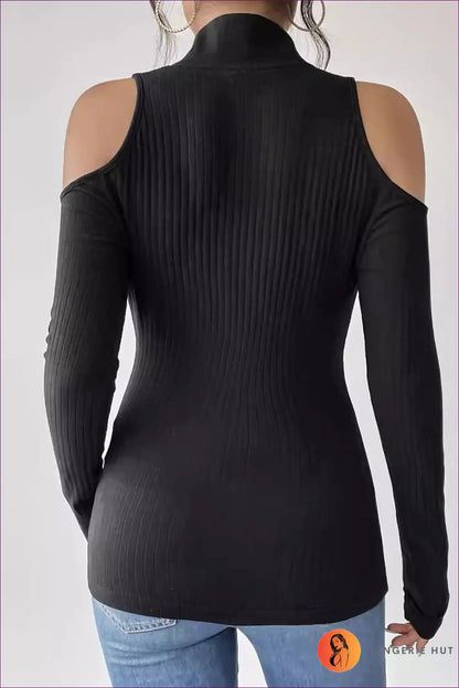 Cold-shoulder Zipper Top - Effortless Day-to-night Edge - Crop Tops - Lingerie Hut - All Season • Autumn • Casual