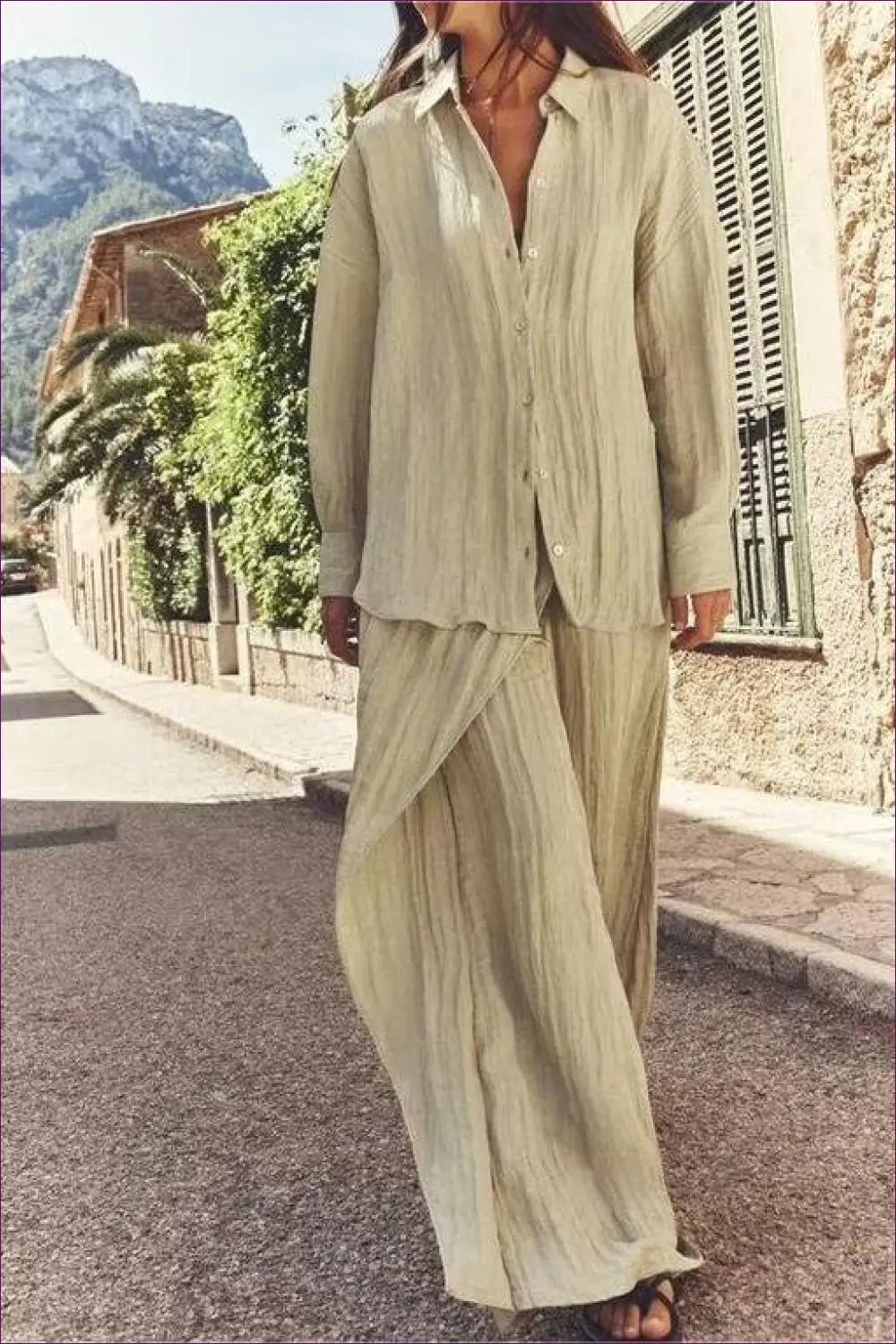 Collared Button-down co Ord Set - Effortless Daytime Style - Outfit Sets - Lingerie Hut - Autumn • Casual • Everyday