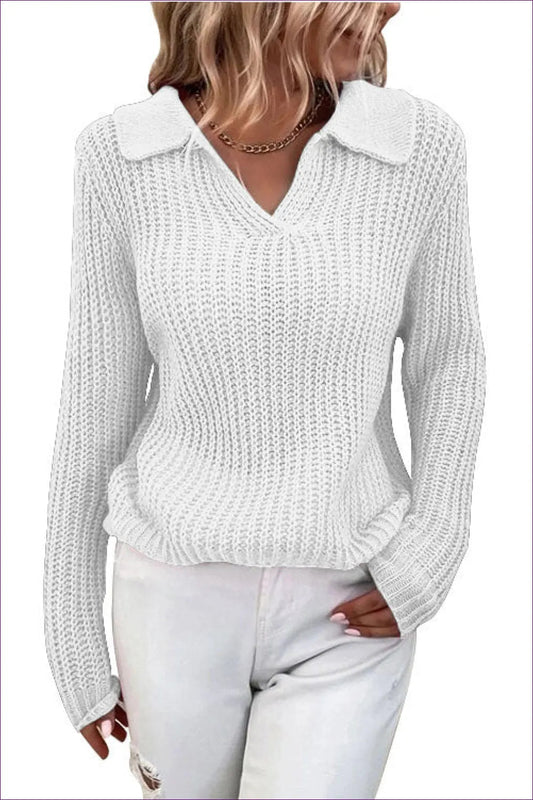 Stay Warm And Stylish With Our Collared v Neck Knitted Jumper. Crafted From a Soft Wool Blend, It’s Perfect