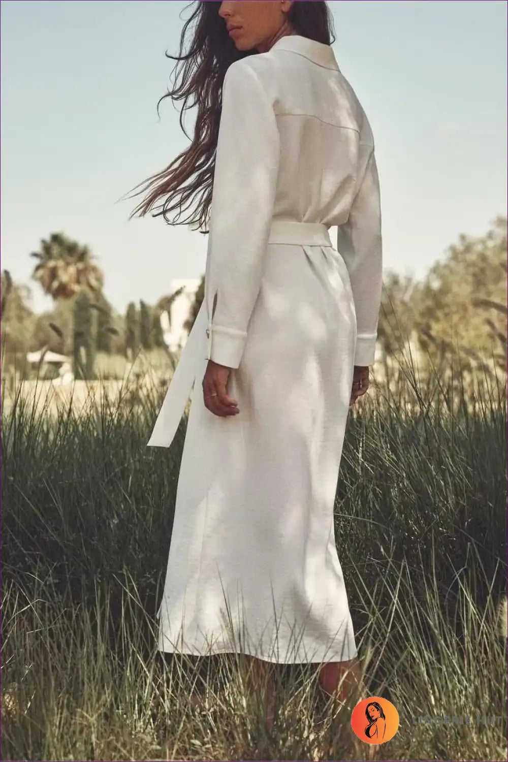 Collared Shirt Dress with Button Front and Belt Detail for Autumn, Casual, Everyday, Formal Wear,