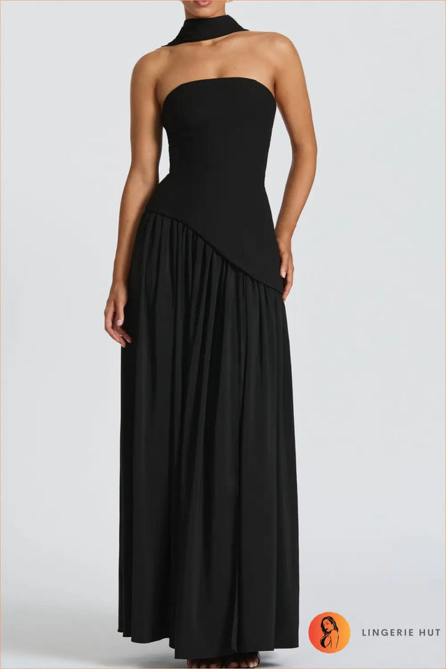 Maxi Dress with Halter Neck and Side Split - Understated Glamour