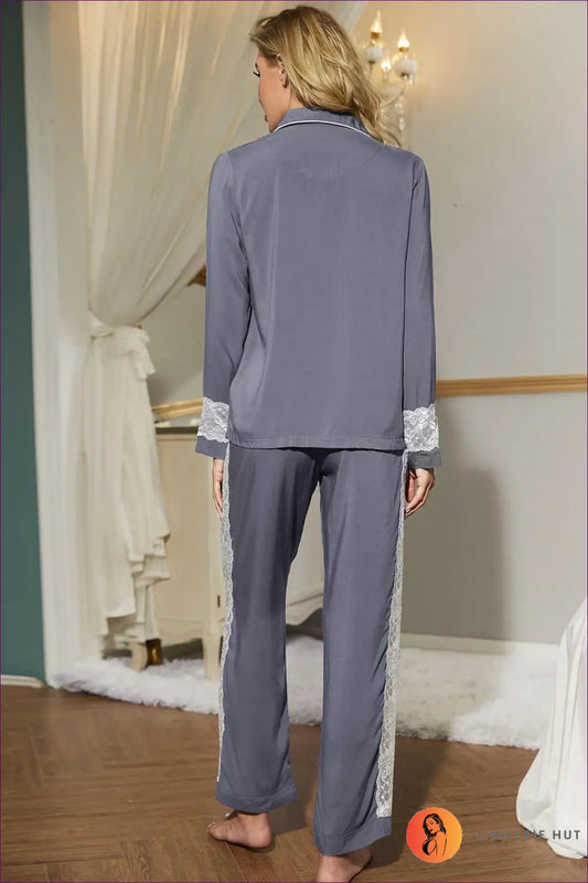 Comfy Pyjama Set with Lace Detail - Off-duty Comfort - Sleepwear & Loungewear - Lingerie Hut - Autumn • Casual