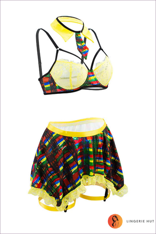 Contrast Split Bra Set with Stripe Detail - Worth a Second Look - Lingerie Hut - All Season • Boudoir • Cutout