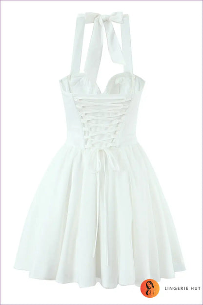 Corset Halter Tulle Mini Dress with Boning - Playful Bridal Chic for Bridal, Corset, Evening Wear, Halter,