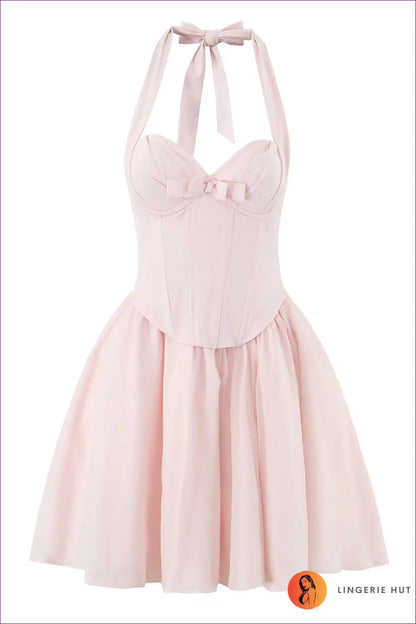 Corset Halter Tulle Mini Dress with Boning - Playful Bridal Chic for Bridal, Corset, Evening Wear, Halter,