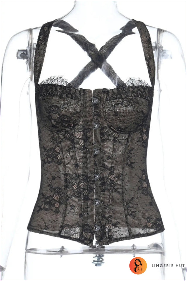 Lace Overlay Corset Top - Evening Impact, Lasting Confidence