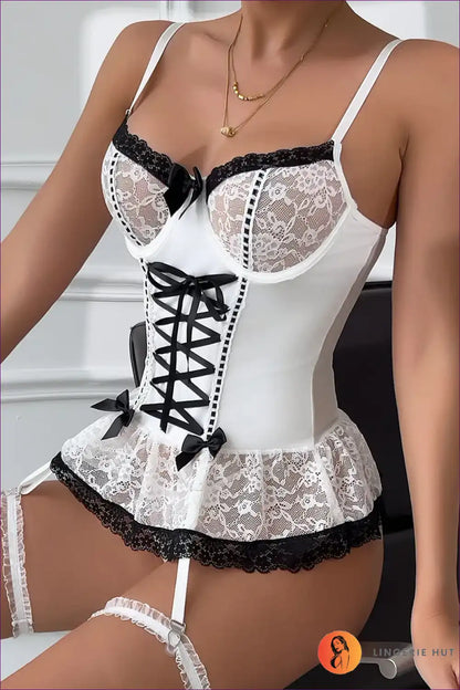 Corset Lingerie Set with Lace-up Skirt - Modern Siren Energy for Boudoir, Corset, Date Night, Evening Wear,