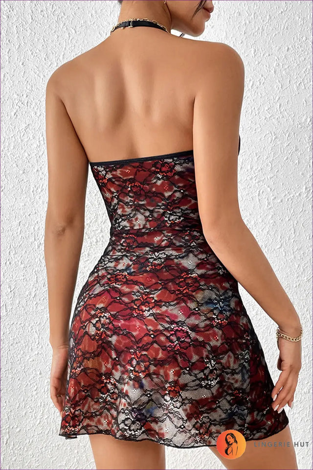 Floral Lace Mesh Teddy with Cutout Detail