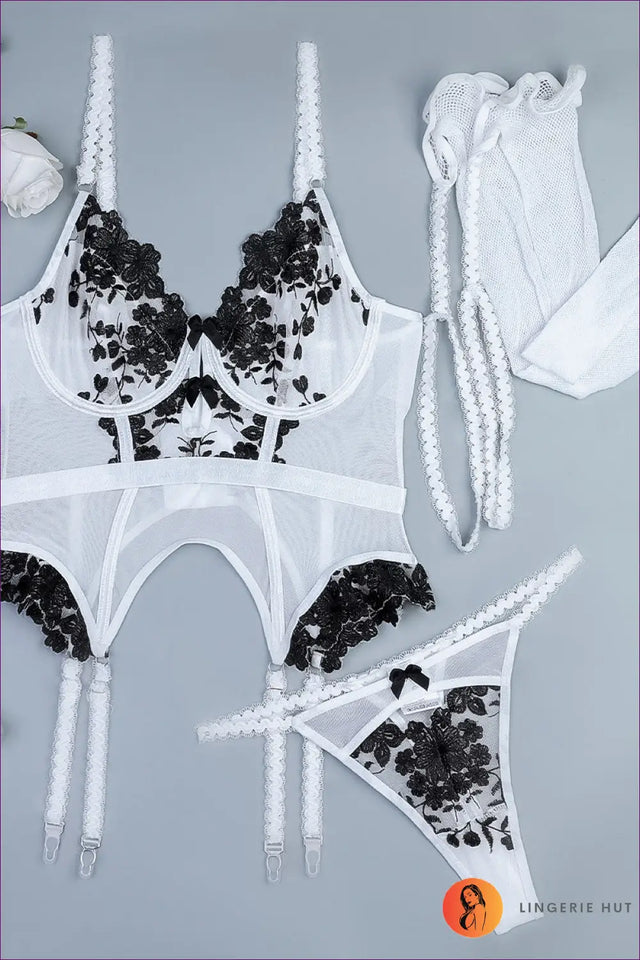 Floral Lace Corset Set - Old Hollywood Glamour