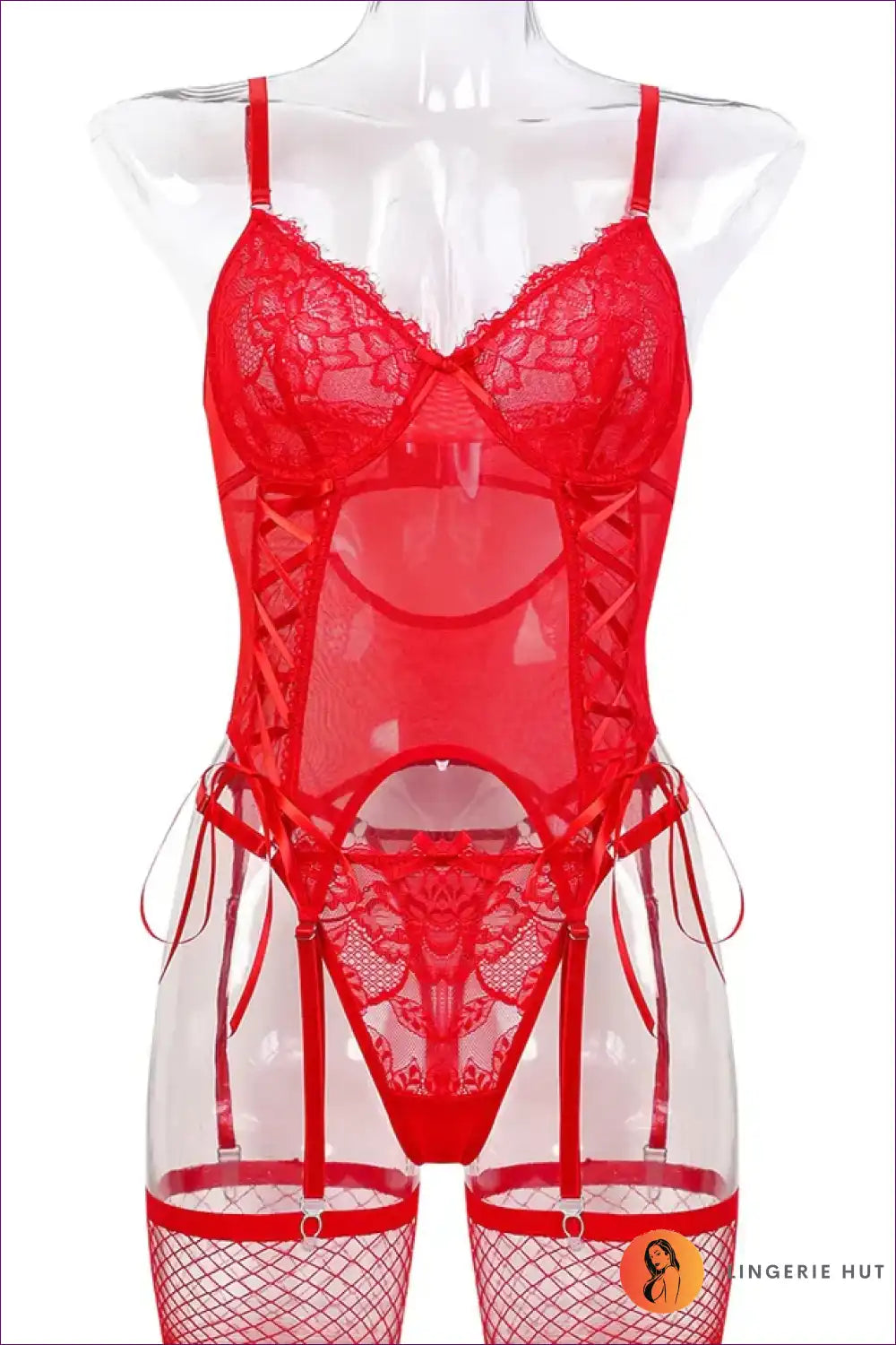 Corset Set with Lace-up Sides and Lace Cups - After-dark Confidence for Boudoir, Corset, Date Night, Evening