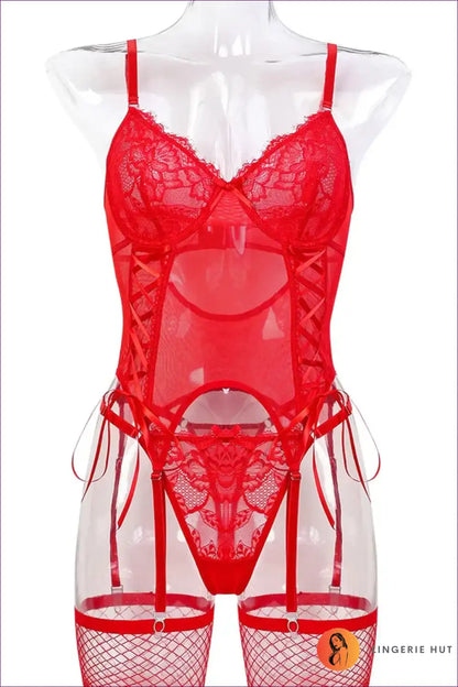 Corset Set with Lace-up Sides and Lace Cups - After-dark Confidence for Boudoir, Corset, Date Night, Evening