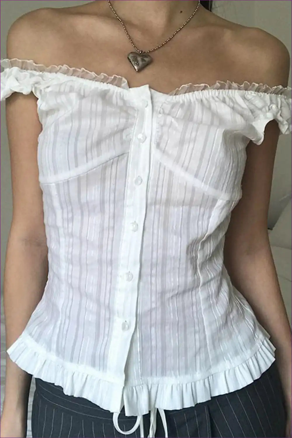 Corset Top with Ruffle Details - Romantic Statement for All Season, Corset, Cutout, Date Night, Evening Wear