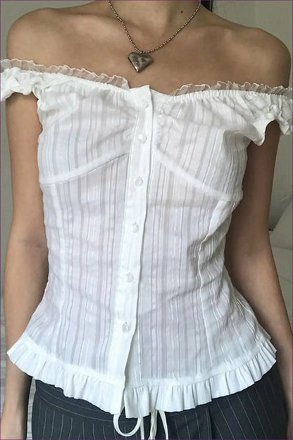 Corset Top with Ruffle Details - Romantic Statement for All Season, Corset, Cutout, Date Night, Evening Wear