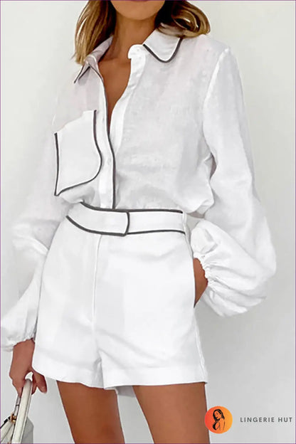 Cotton Linen co Ord Set - Effortless Everyday Chic - s / White - Clothing - Lingerie Hut - All Season • Autumn • Casual