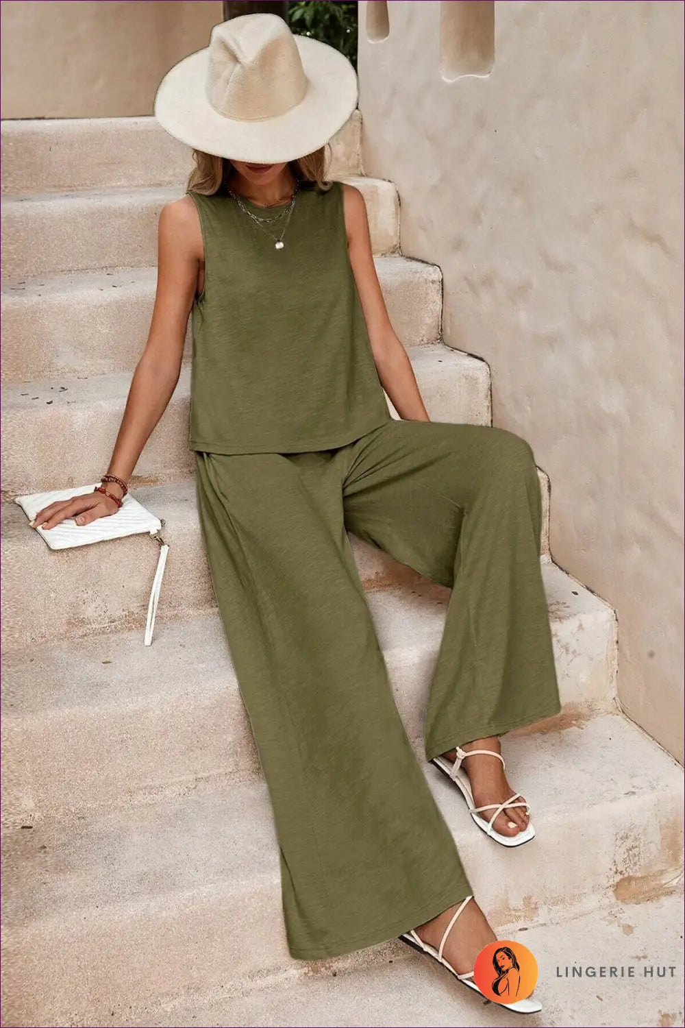 Cotton co Ord Set - Effortless Summer Ease - s / Green - Outfit Sets - Lingerie Hut - Casual • Everyday • Loungewear