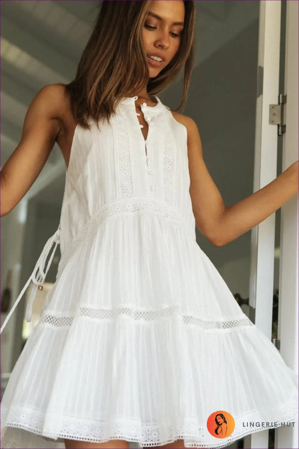 Cotton Sundress with Lace Detail - Summer Evenings Sorted - s / White - Dresses - Lingerie Hut - Boho • Casual • Dress
