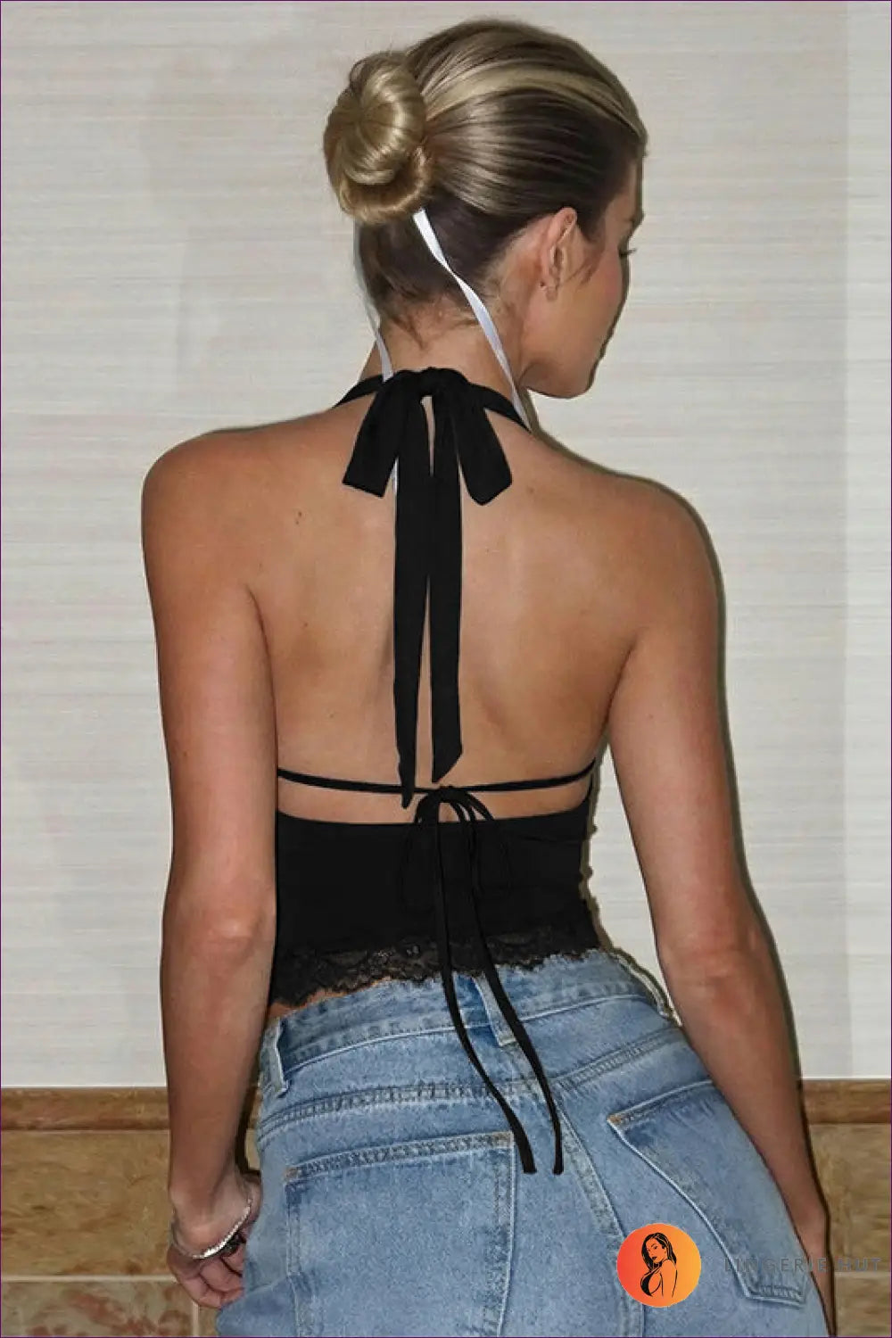 Cowl Neck Halter Crop Top with Lace Trim - Summer Evenings Sorted - Casual • Clothing • Date Night • Everyday