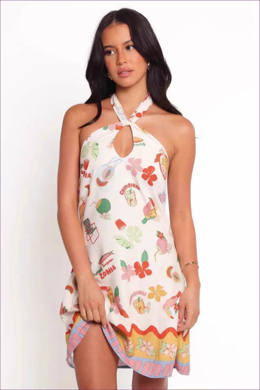 Cream Floral Corset Lace-up Mini Dress - Tulle Skirt - Boho • Elegant • Fishnet - Zemy