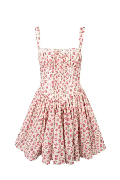 Cream Floral Off-shoulder Tiered Dress - A-line - Boho • Elegant • Everyday • Pullwind