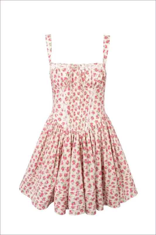Cream Floral Off-shoulder Tiered Dress - A-line - Boho • Elegant • Everyday • Pullwind