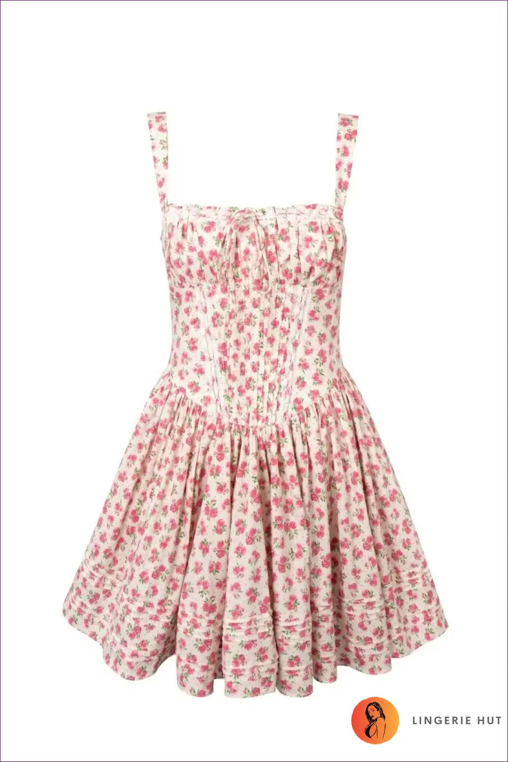 Cream Floral Off-shoulder Tiered Dress - A-line - s / Pink - Boho • Elegant • Everyday • Pullwind