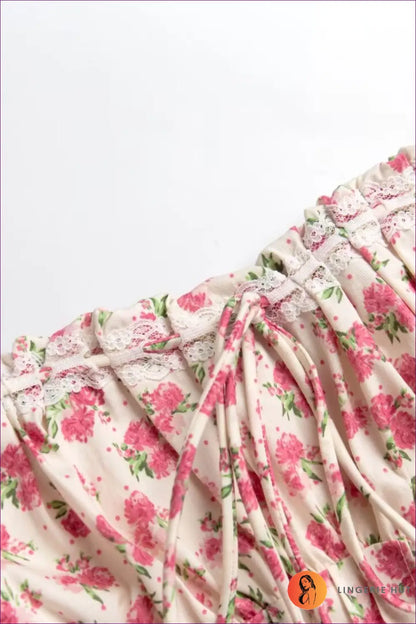 Cream Floral Off-shoulder Tiered Dress - A-line - Boho • Elegant • Everyday • Pullwind
