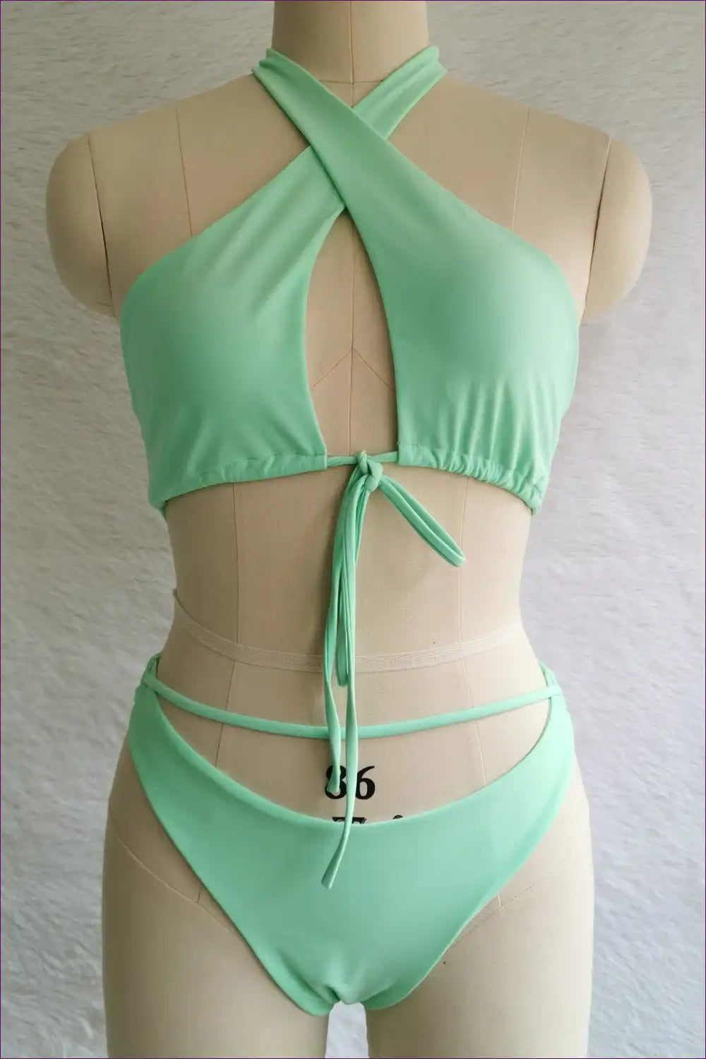 Criss Cross Halterneck Bikini with Cutout for Summer Getaways Beachwear, Bikini, Casual, Cutout, Halter
