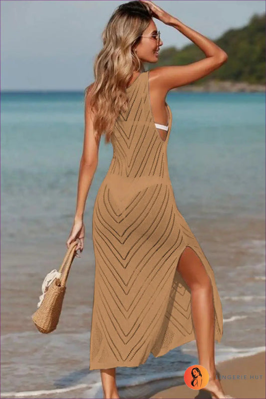 Crochet Beach Cover Up - Effortless Boho Vibes - one Size / Khaki - Clothing - Lingerie Hut - Beachwear • Casual