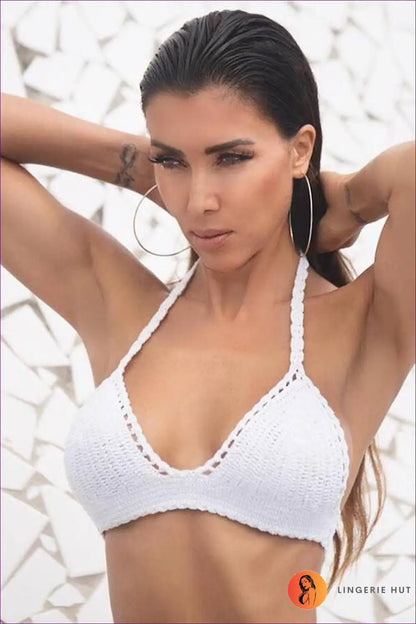 Crochet Bikini Set with Halter Top - Bohemian Escape - Lingerie Hut - Beachwear • Boho • Casual • Cotton