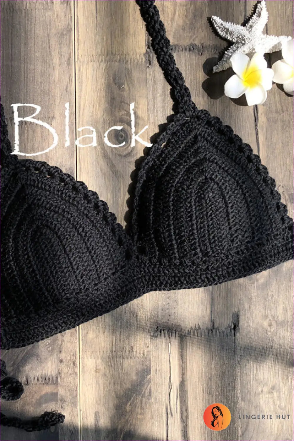 Crochet Bikini Set with Halter Top - Bohemian Escape - s / Black - Lingerie Hut - Beachwear • Boho • Casual • Cotton