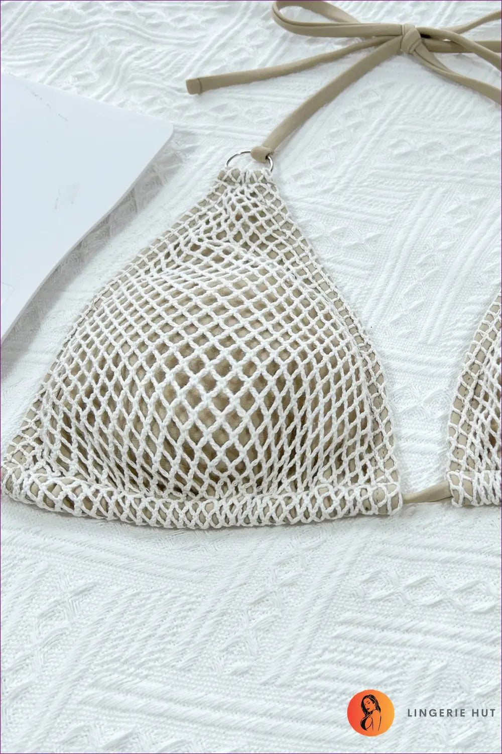 Crochet Bikini Set with Ring Accents - Effortless Beach Style - Beachwear • Boho • Cutout - Lingerie Hut