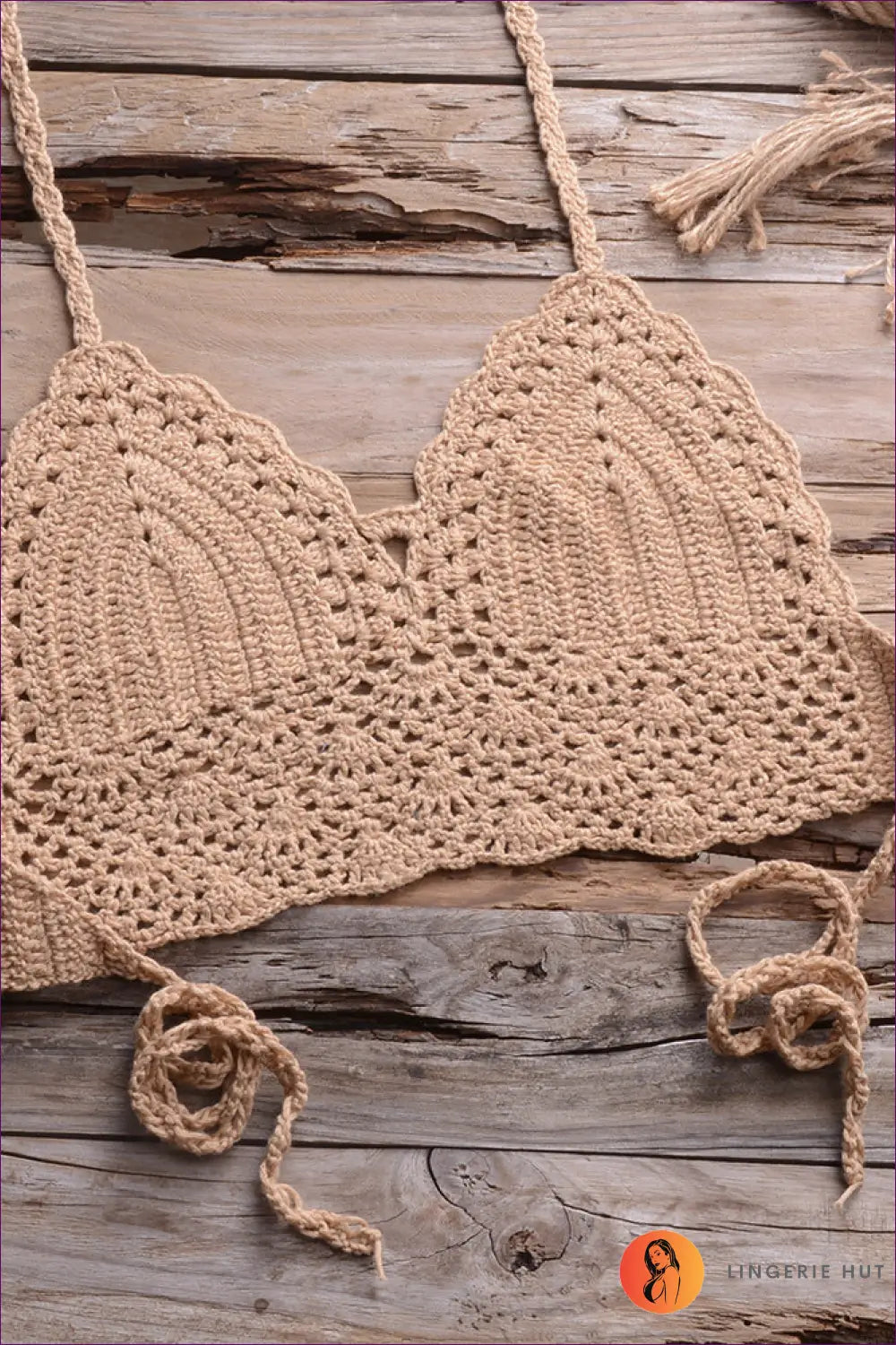 Crochet Bikini Set with Shell Trim - Boho Beach Mood - s / Khaki - Lingerie Hut - Beachwear • Casual