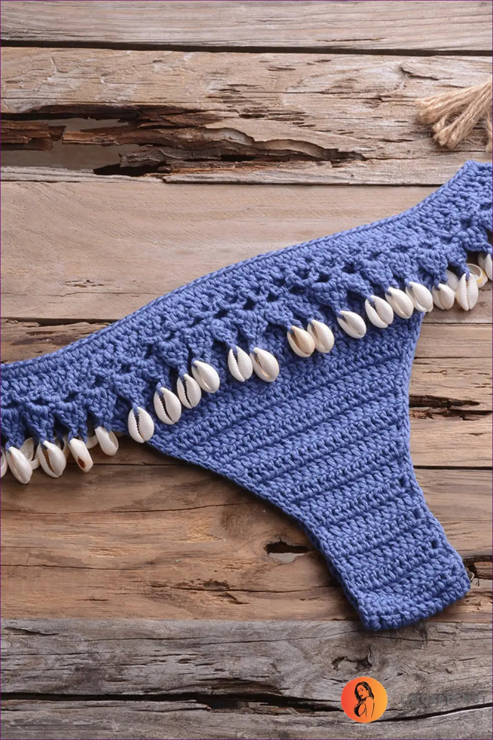Crochet Bikini Set with Shell Trim - Boho Beach Mood - s / Blue-2 - Lingerie Hut - Beachwear • Casual