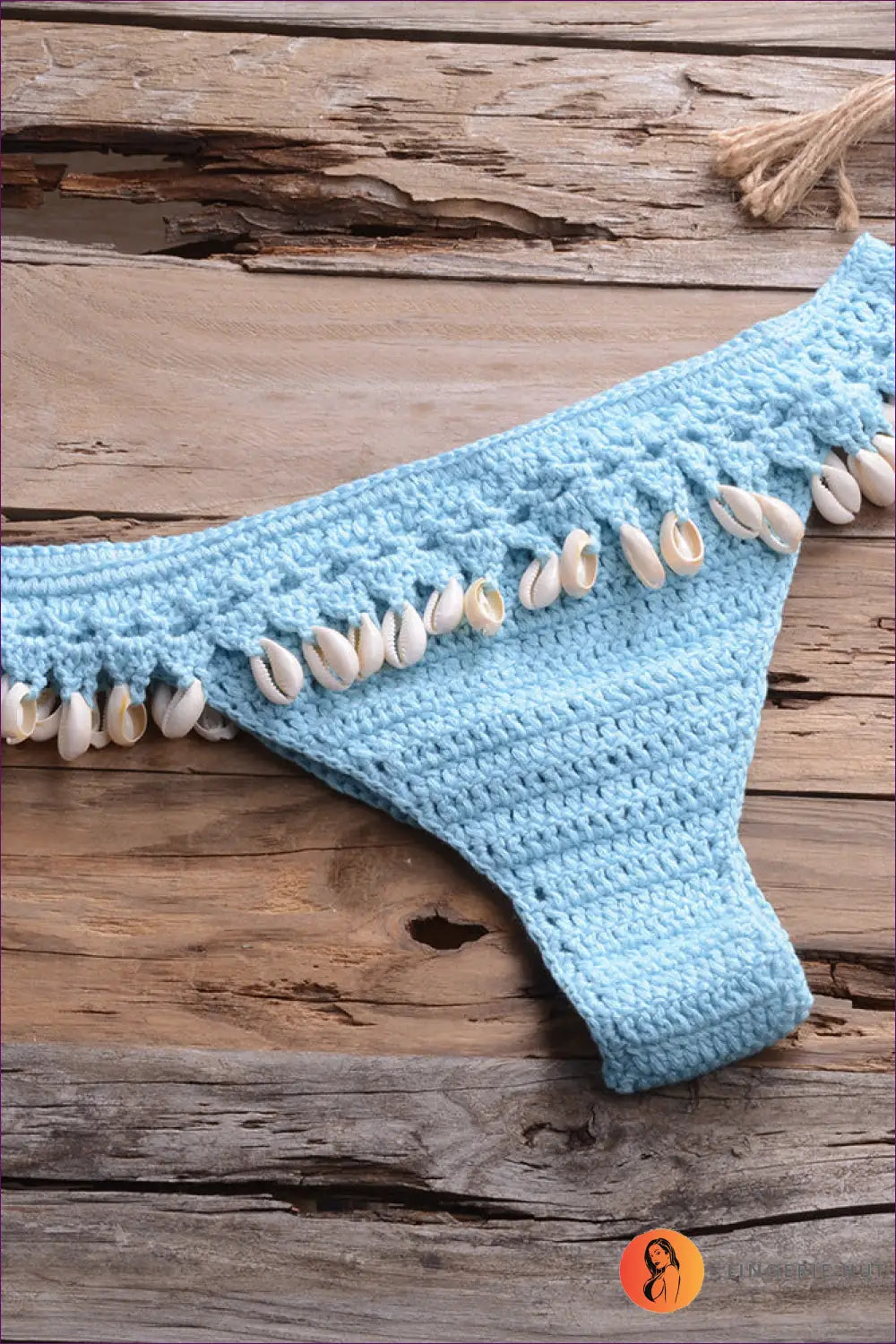 Crochet Bikini Set with Shell Trim - Boho Beach Mood - s / Sky -2 - Lingerie Hut - Beachwear • Casual