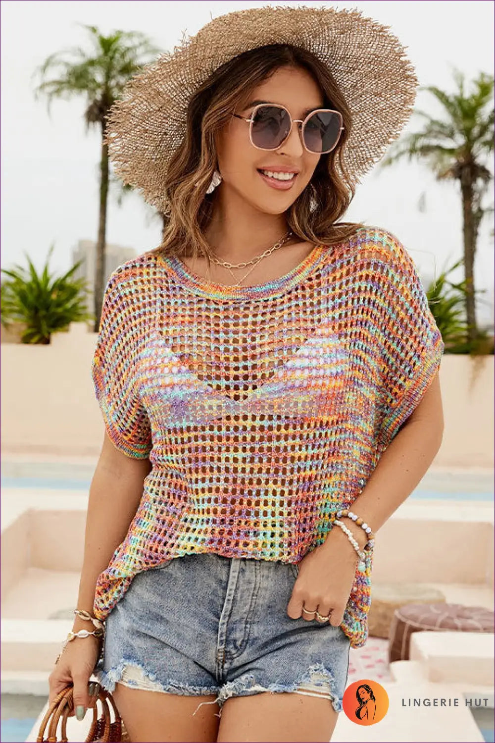 Crochet Boho Blouse Top - Effortless Summer Style - s / Colorful Orange - Shirts & Tops - Lingerie Hut - Beachwear