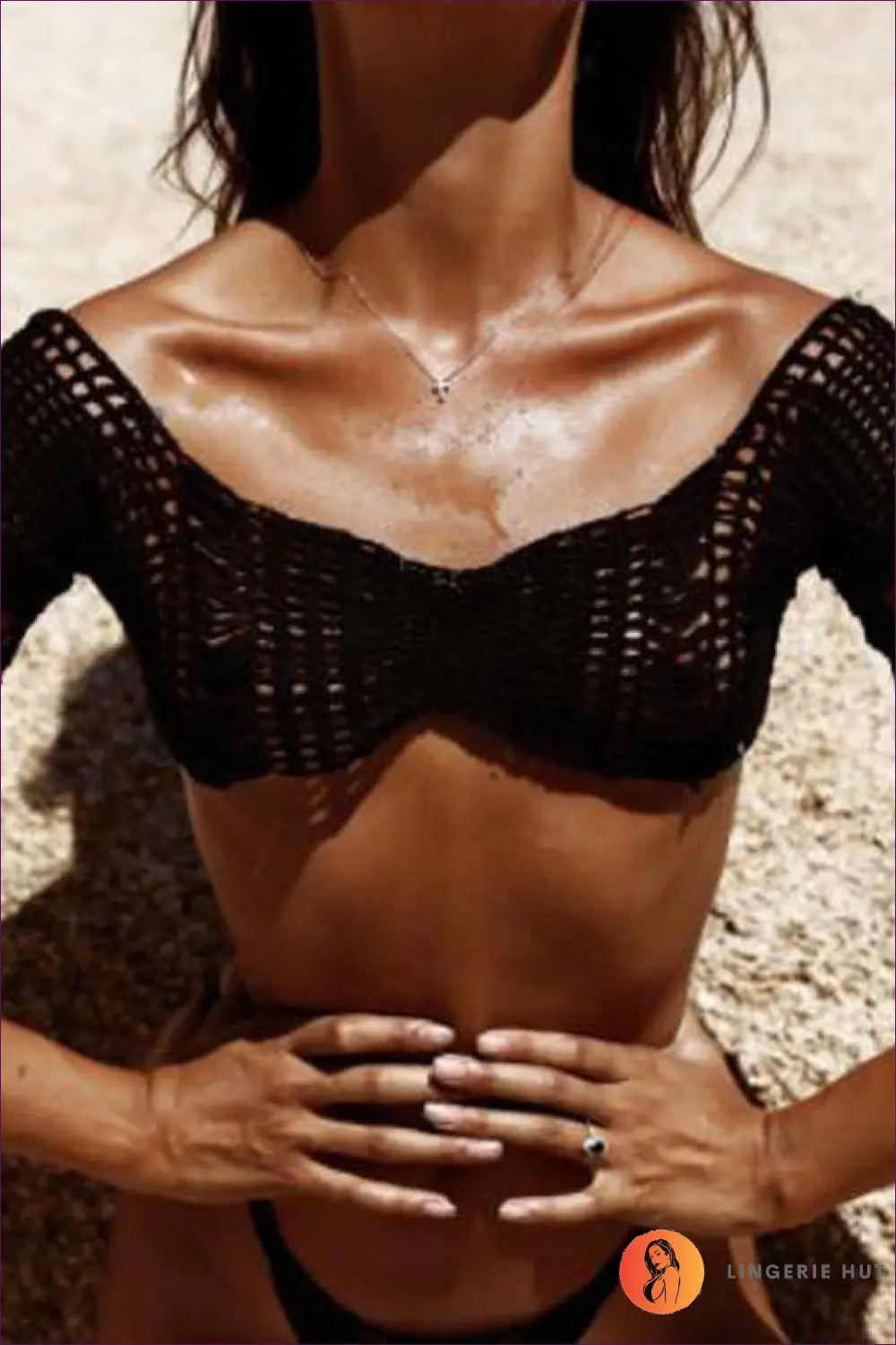 Crochet Crop Top with Lace-up Front - Effortless Boho Vibes