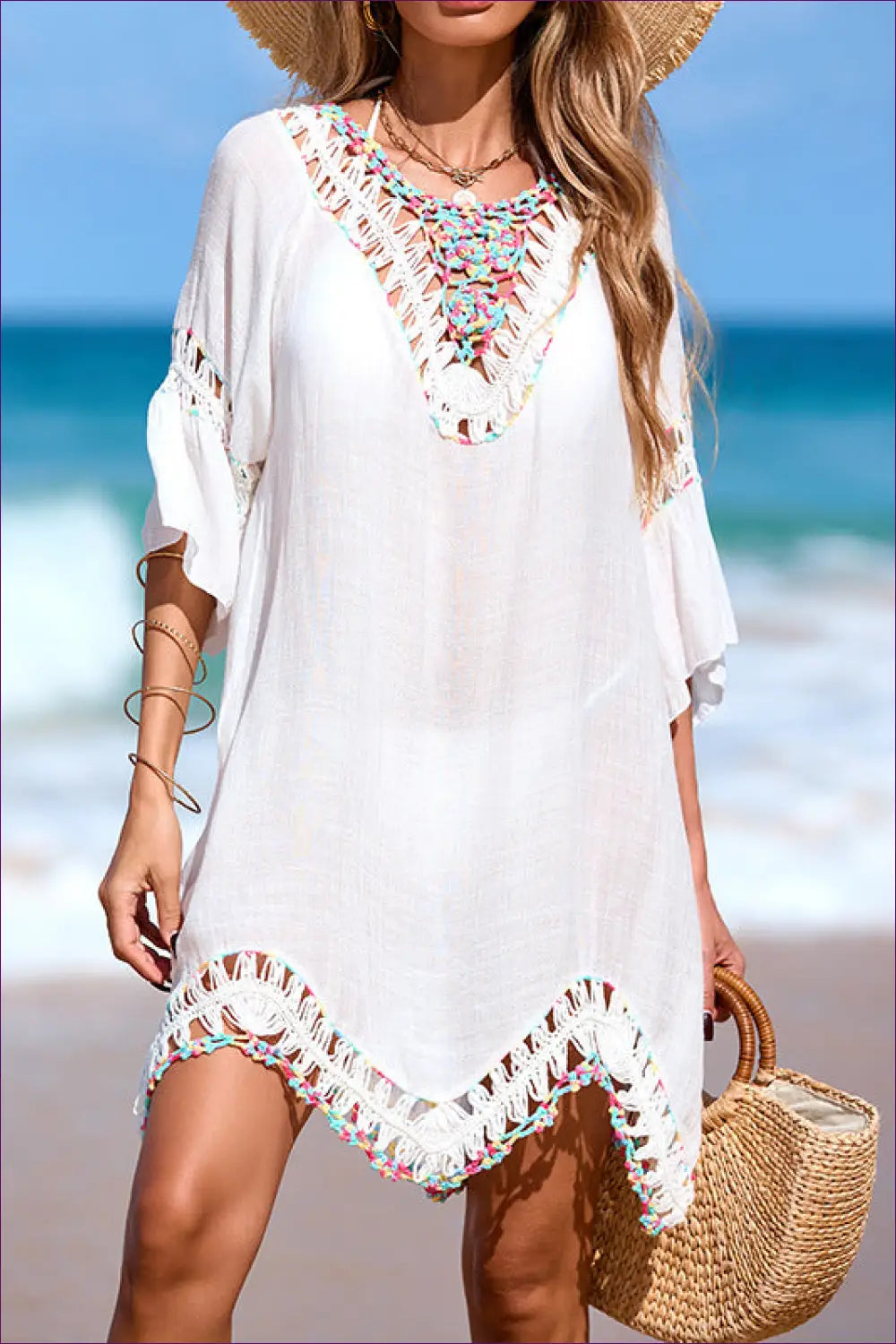 Crochet Cut-out Mini Dress - Effortless Boho Energy - Dresses - Lingerie Hut - Backless • Beachwear • Casual