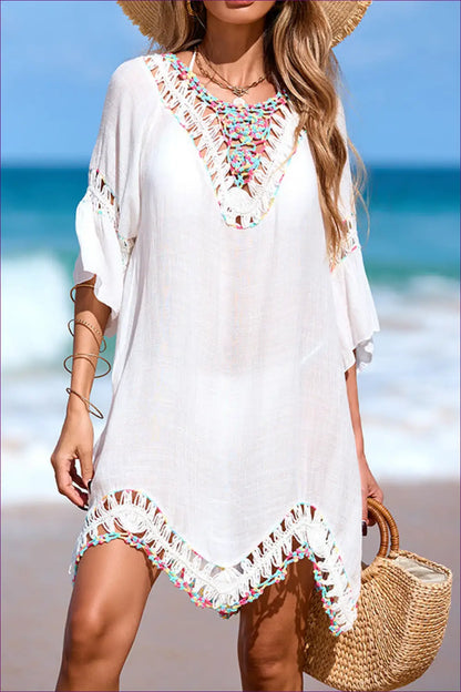 Crochet Cut-out Mini Dress - Effortless Boho Energy - Dresses - Lingerie Hut - Backless • Beachwear • Casual