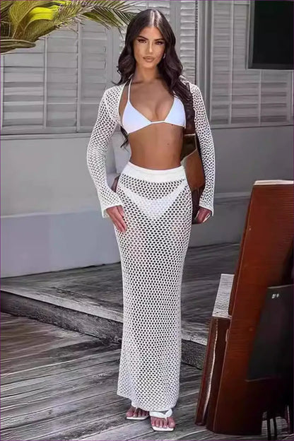 Crochet Fishnet Skirt Set with Cropped Bolero - Barefoot Luxe - Loungewear - Casual • Everyday • just in • Modest