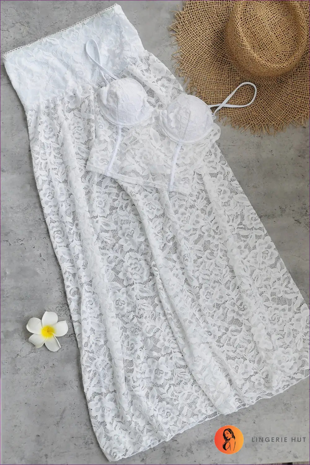 Crochet Lace Top with Scalloped V-neck - Sun-soaked Ease - s / White Two-piece Bottomless Pants - Beachwear • Boho