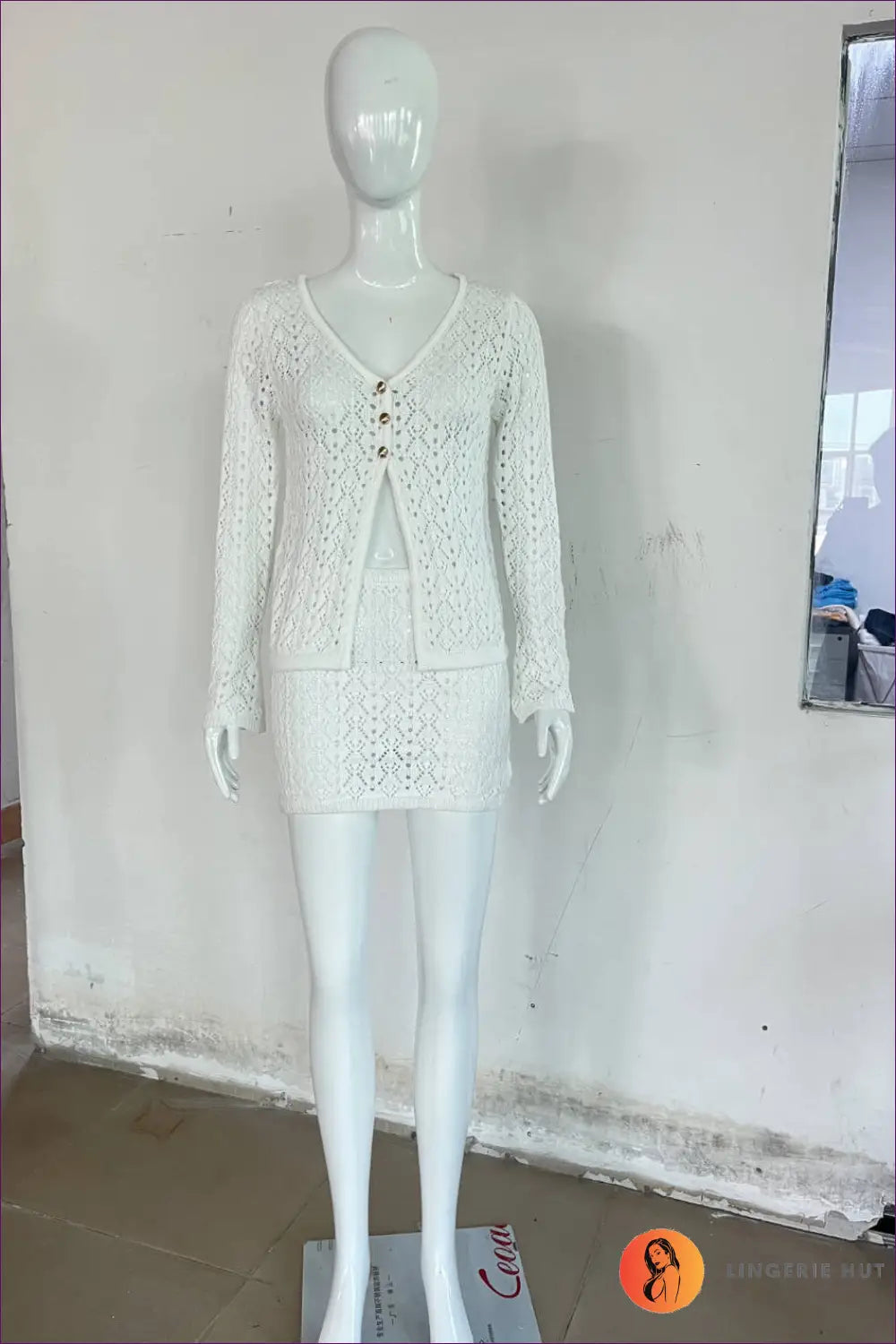 Crochet co Ord Set - Effortless Summer Boho Style - s / White - Beachwear • Casual • Clothing • Lingerie Hut