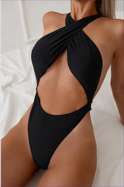 Cross Front Cut-out Swimsuit - Effortless Poolside Edge - Swimwear - Lingerie Hut - Backless • Beachwear • Clubwear